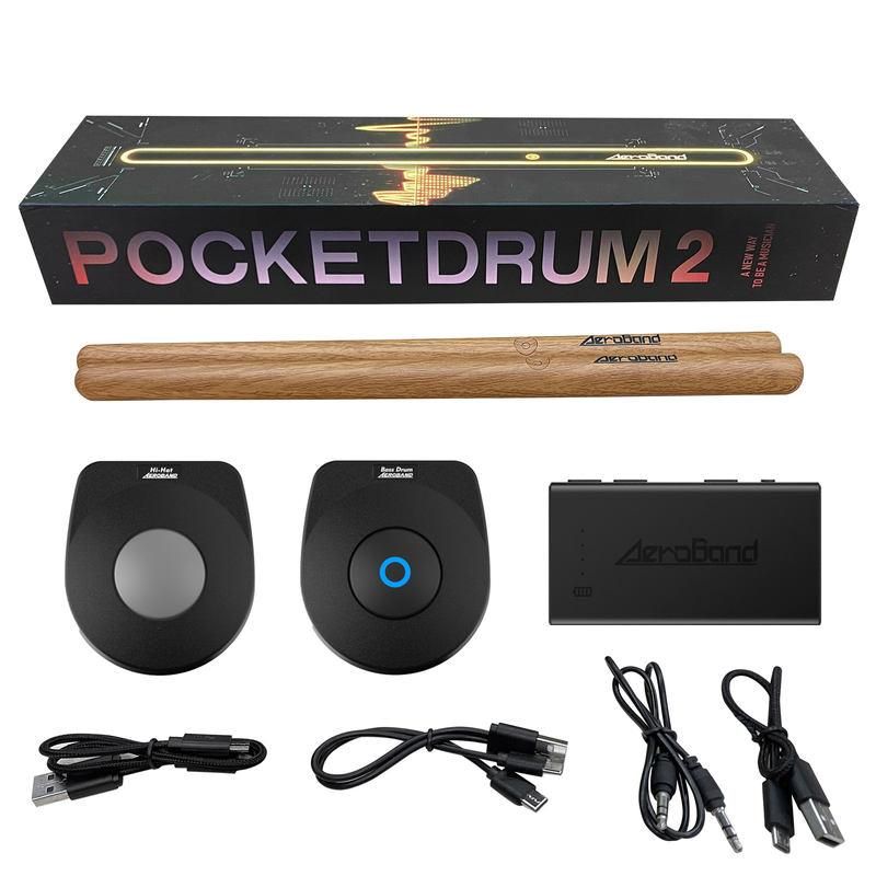 AeroBand PocketDrum 2 PLUS Somatosensory Digital Electronic Air Drum Stick Set Drumsticks & Foot Pedals & Bluetooth Adapter