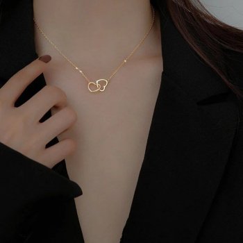 Elegant Double Heart Pendant Necklace