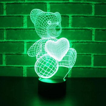 Colorful 3D Love Bear LED Night Light