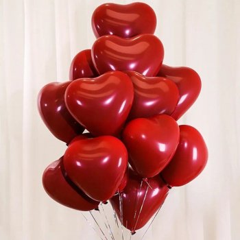 Metallic Love Balloons - 12-inch Heart-Shaped Balloon Set