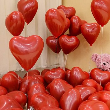 Metallic Love Balloons - 12-inch Heart-Shaped Balloon Set