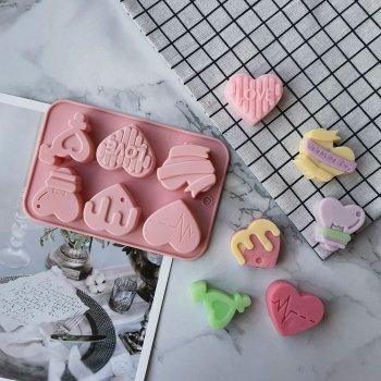Versatile 6-Cavity Heart Silicone Mold for Chocolate, Cakes, and Crafts