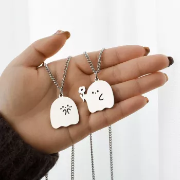 Charming Ghost & Cat Stainless Steel Couple Necklaces