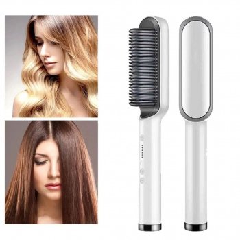 2-in-1 Hot Air Hair Brush Straightener & Curler