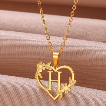Gold-Plated Heart Letter Choker Necklace