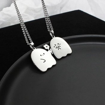 Charming Ghost & Cat Stainless Steel Couple Necklaces