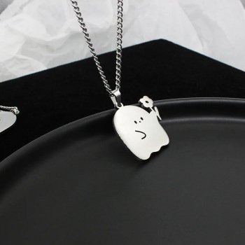 Charming Ghost & Cat Stainless Steel Couple Necklaces