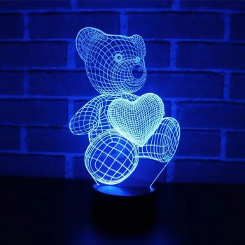 Colorful 3D Love Bear LED Night Light