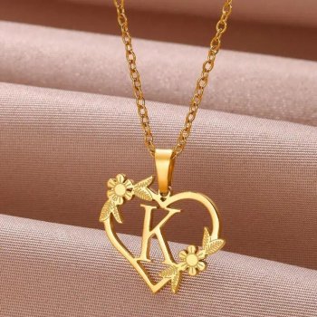 Gold-Plated Heart Letter Choker Necklace