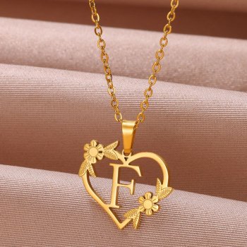 Gold-Plated Heart Letter Choker Necklace