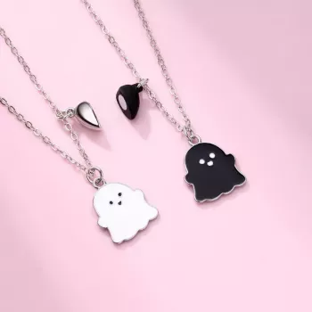 Cartoon Ghost Heart BFF Friendship Jewelry Necklace Set