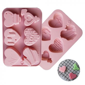 Versatile 6-Cavity Heart Silicone Mold for Chocolate, Cakes, and Crafts