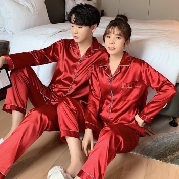 Luxurious Silk Satin Couple Pajamas