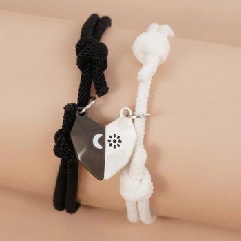 Heart Pendant Couple Bracelet