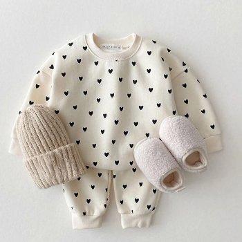 Charming Hearts Baby Hoodie & Pants Set