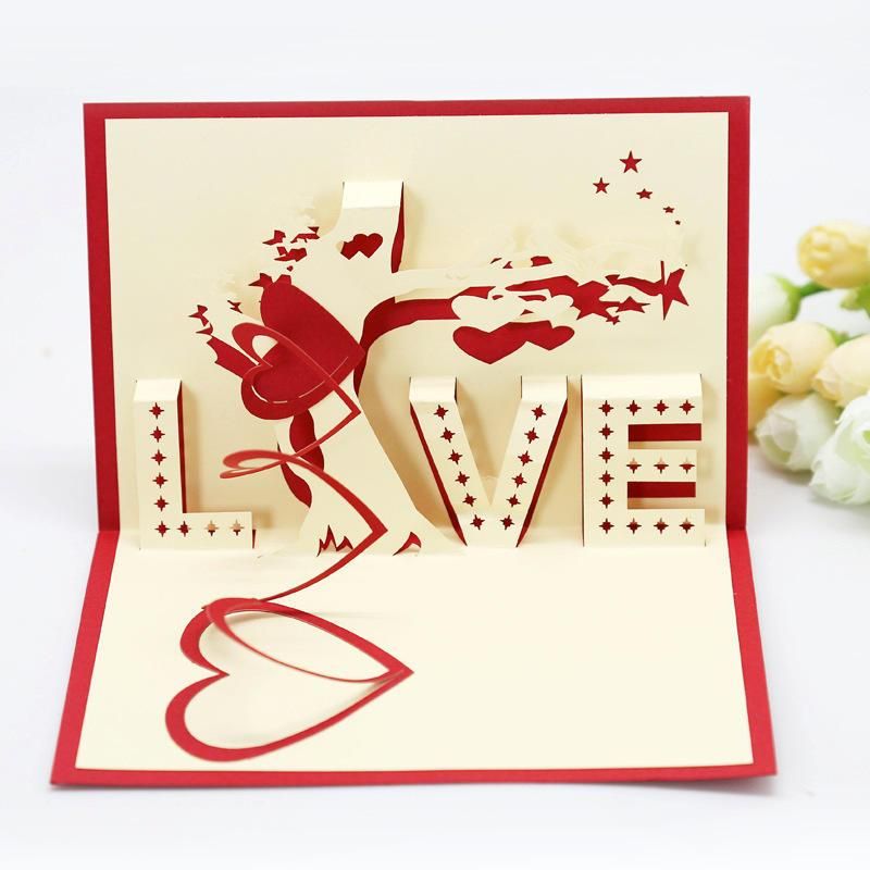 Love Postcard 3D Pop UP Greeting Cards Wedding Birthday Anniversary for Couples Wife Husband Handmade Valentines Day Gift