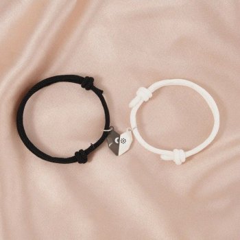 Heart Pendant Couple Bracelet