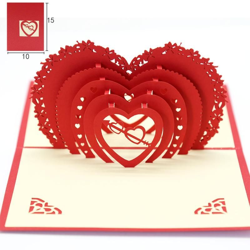 Love Postcard 3D Pop UP Greeting Cards Wedding Birthday Anniversary for Couples Wife Husband Handmade Valentines Day Gift