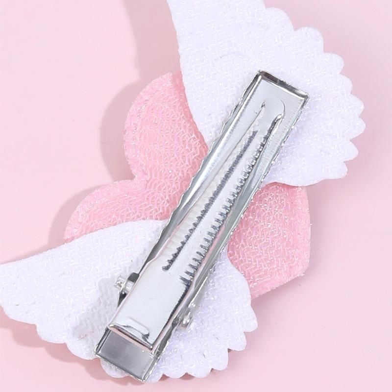 2PCS Glitter Angel Wings Hair Clips For Baby Girls Pink Love Heart Hairpins Barrettes Kids Headwear Kawaii Hair Accessories