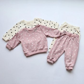 Charming Hearts Baby Hoodie & Pants Set