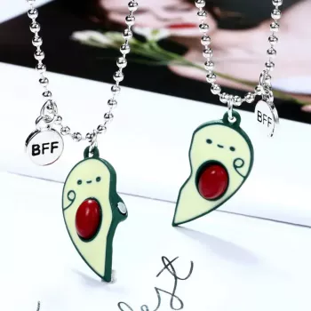 Heart-Shaped Avocado Couple Necklaces Jewelry Set