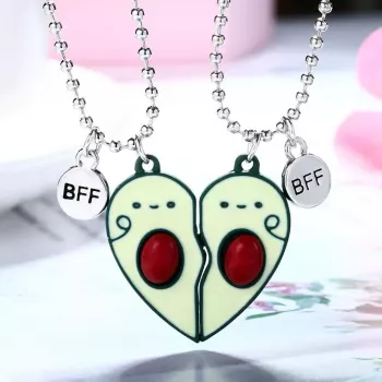 Heart-Shaped Avocado Couple Necklaces Jewelry Set
