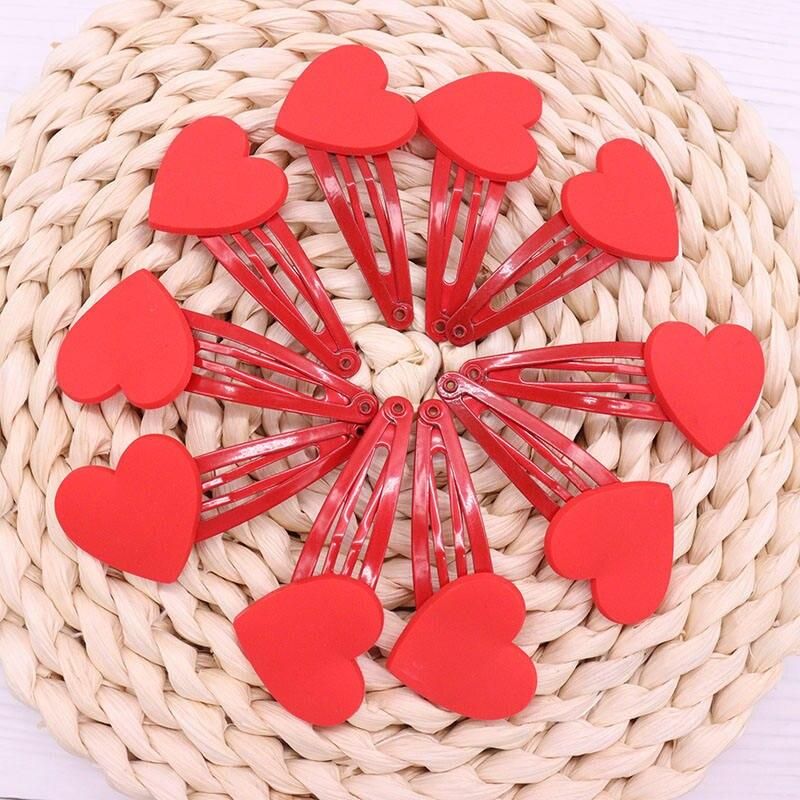 2Pcs/Set Fashion Red Heart Children Badges Hair Pins Cute Hairpins Hair Clips Headwear Barrette Baby Girls Kids Hair Accessories