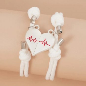 Heart Pendant Couple Bracelet