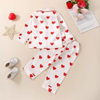 Charming Heart Print Kids Pajama Set