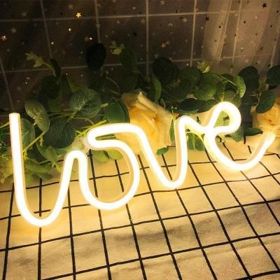 LED Neon Lights Love Shape Night Light Sign Lamp Battery USB Double Powered Nightlight for Indoor Christmas Wedding Birthday