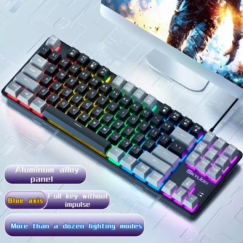SKYLION H87 Wired Mechanical Keyboard 10 Kinds of Colorful Lighting Gaming and Office For Microsoft Windows and Apple IOS System SKYLION H87 Wired Mechanical Keyboard 10 Kinds of Colorful Lighting Gaming and Office For Microsoft Windows and Apple IOS System