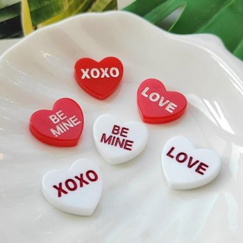 20 Pcs Love & Be Mine Flat Back Resin Charms for DIY Crafts and Hairpin Decorations