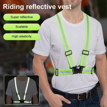 High-Visibility Adjustable Safety Vest with Reflective Straps for Night Activities