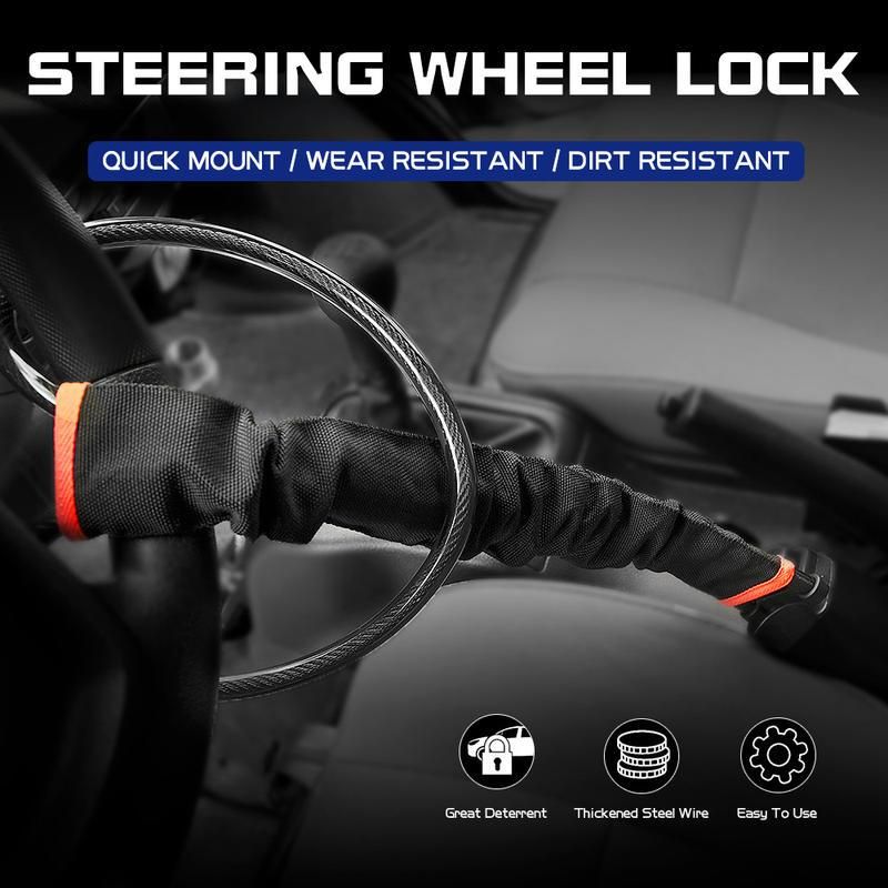 Car Auto Lock Top Mount Steering Wheel Lock Anti Theft Security Lock With Keys Anti-Theft Devices Wheel Lock Steel Strap