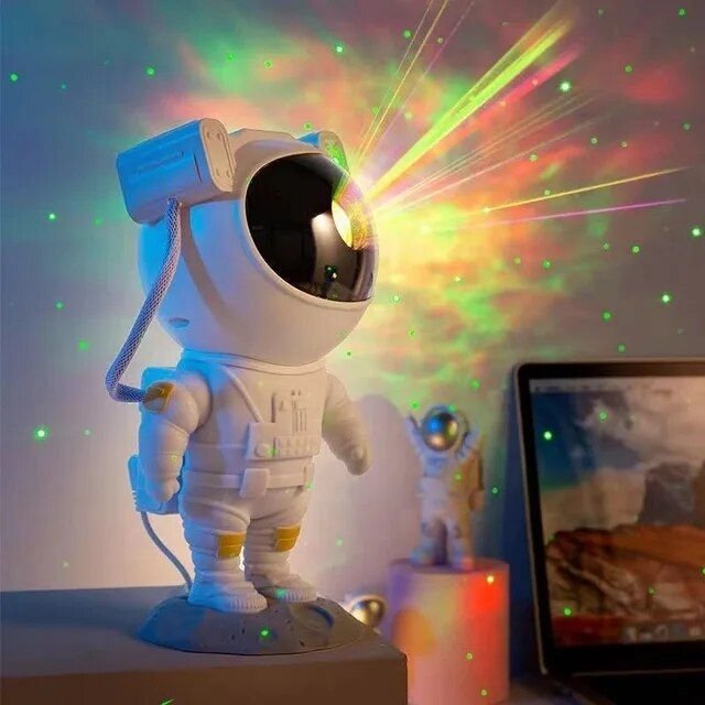 White astronaut night light with projector.