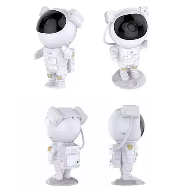 Four white astronaut figurines on a moon base.