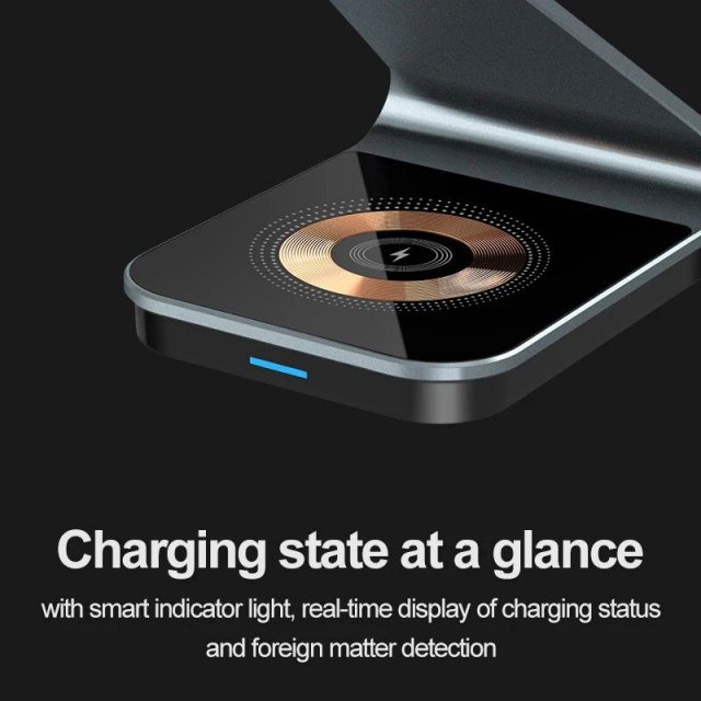 15W 3-in-1 Magnetic Wireless Charger Stand for iPhone, Apple Watch & AirPod - Image 6