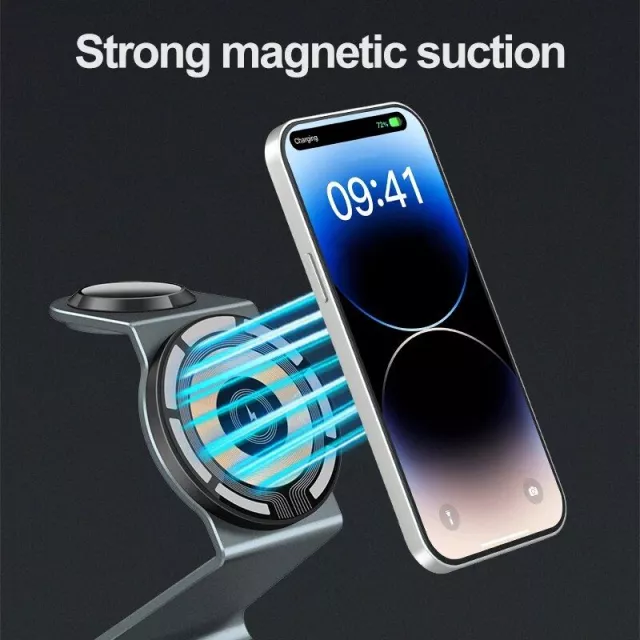 15W 3-in-1 Magnetic Wireless Charger Stand for iPhone, Apple Watch & AirPod - Image 5