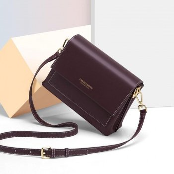 Luxury European-Style Leather Crossbody Bag for Women Bags Color: Purple