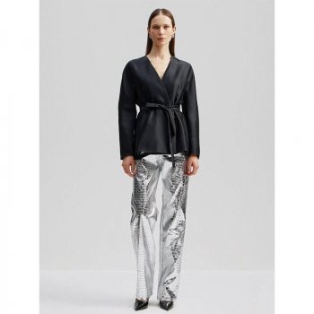 Elegant Silver PU Leather Pants for Women