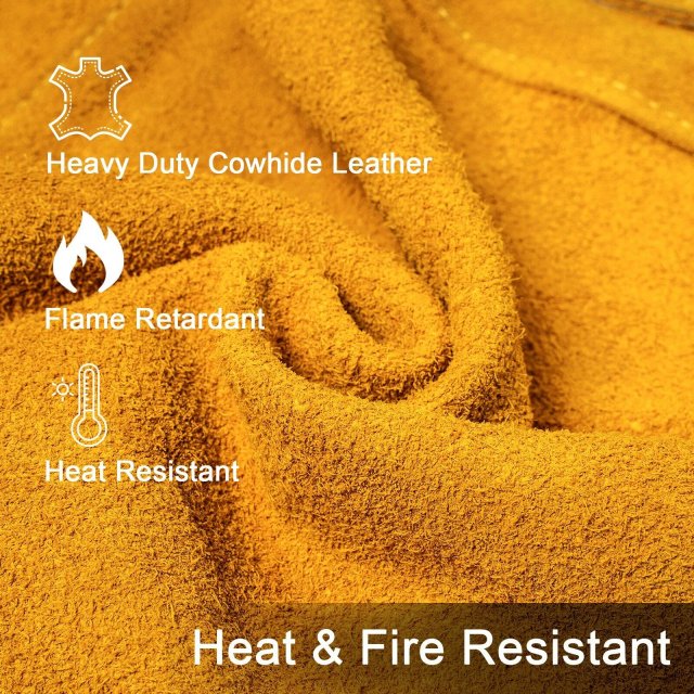 Heavy Duty Flame-Resistant Leather Welding Apron with Multi-Pocket Design - Image 3
