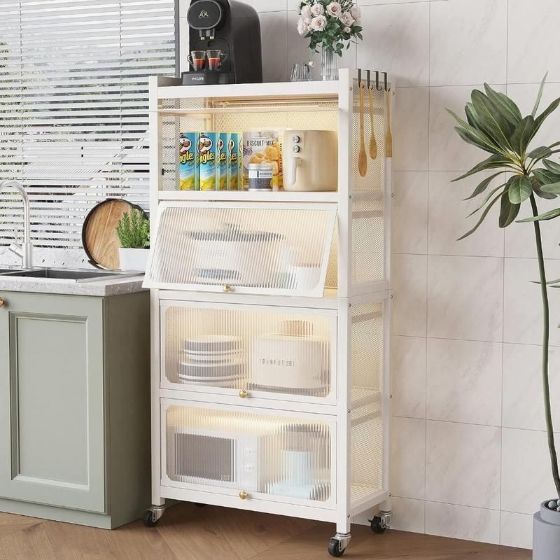 5 Tier Pantry Storage Cabinet with Clamshell Door Monalisa store