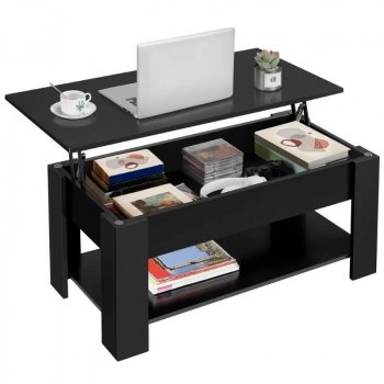 Black Lift Top Coffee Table with Hidden Storage