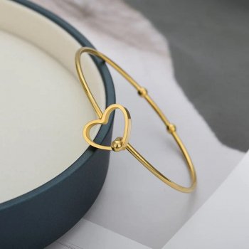 Stainless Steel Adjustable Heart Cuff Bracelet
