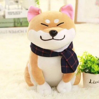 Shiba Inu Scarf-Wearing Plush Toy