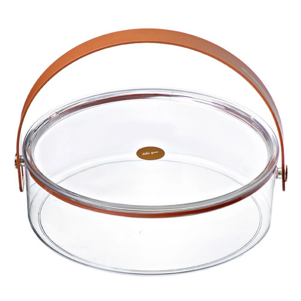 Round Clear Divided Serving Tray with Lid & Handle Kitchen