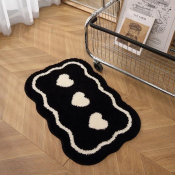Alternative view of Chic Black & White Heart-Shaped Tufted Rug
