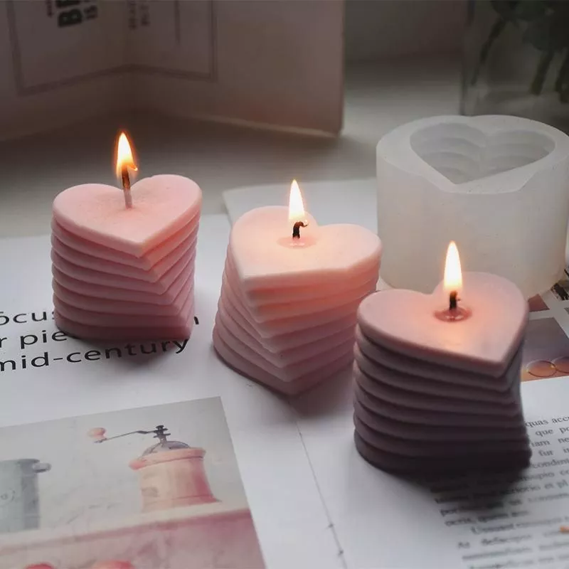 3D Rotating Love Candle Mold Stacking Heart-shaped Aromatic Candle Gypsum Process Resin Soap Cake Decoration Mold Handmade Molds