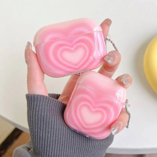 Korean Pink Hearts AirPods Case