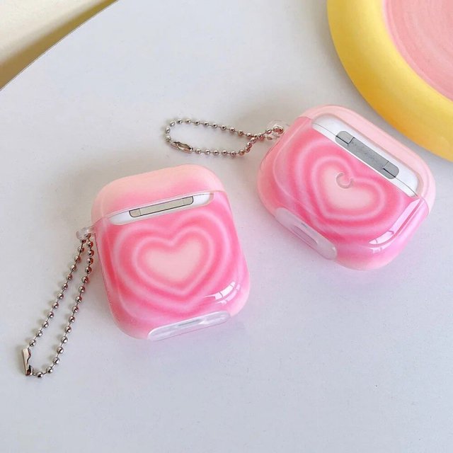 Korean Pink Hearts AirPods Case